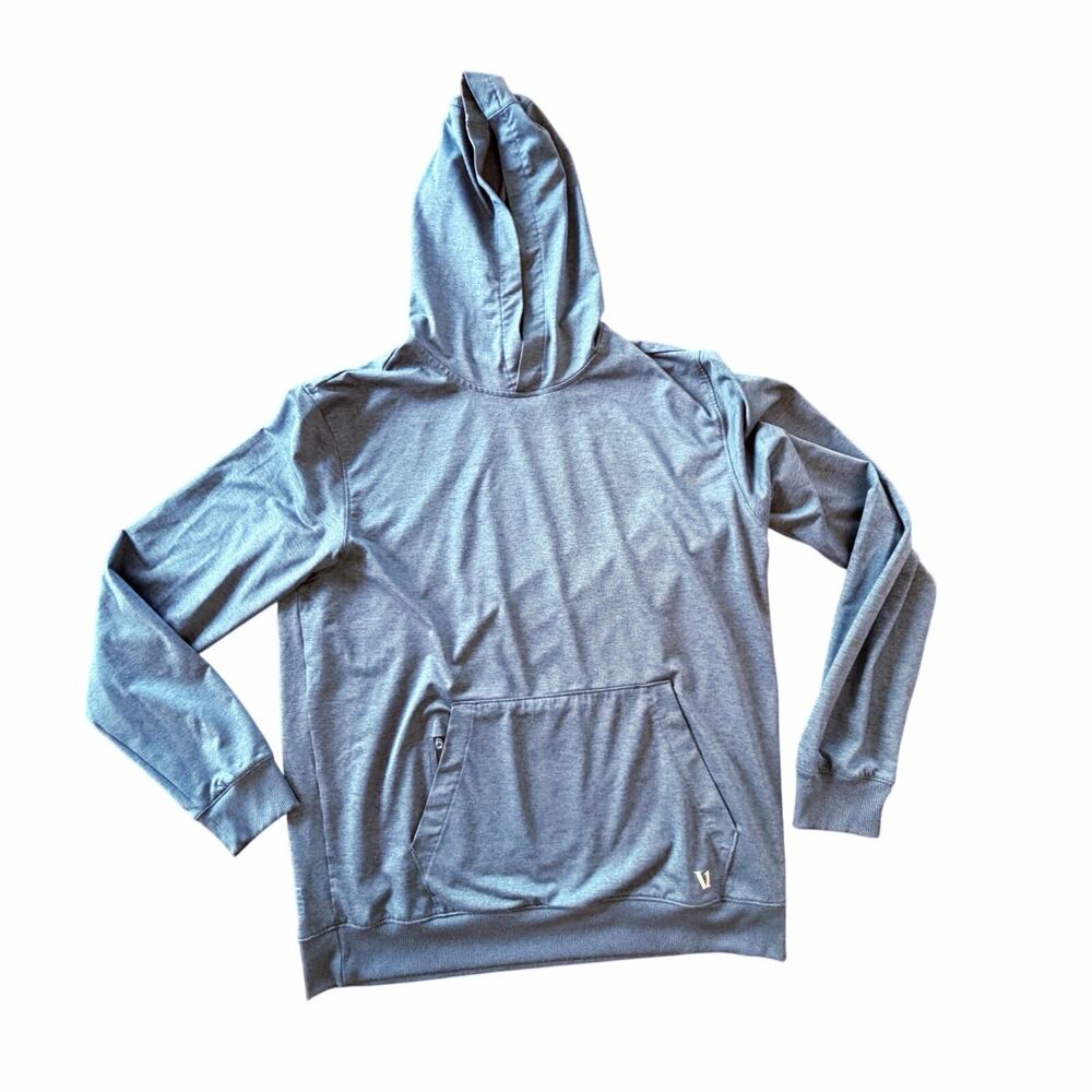 Vuori Men’s Sunday Element Hoodie Long Sleeve front pocket blue Large